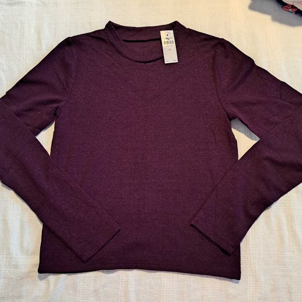 Justice girls size 16/18 purple sparkly long sleeve shirt, New